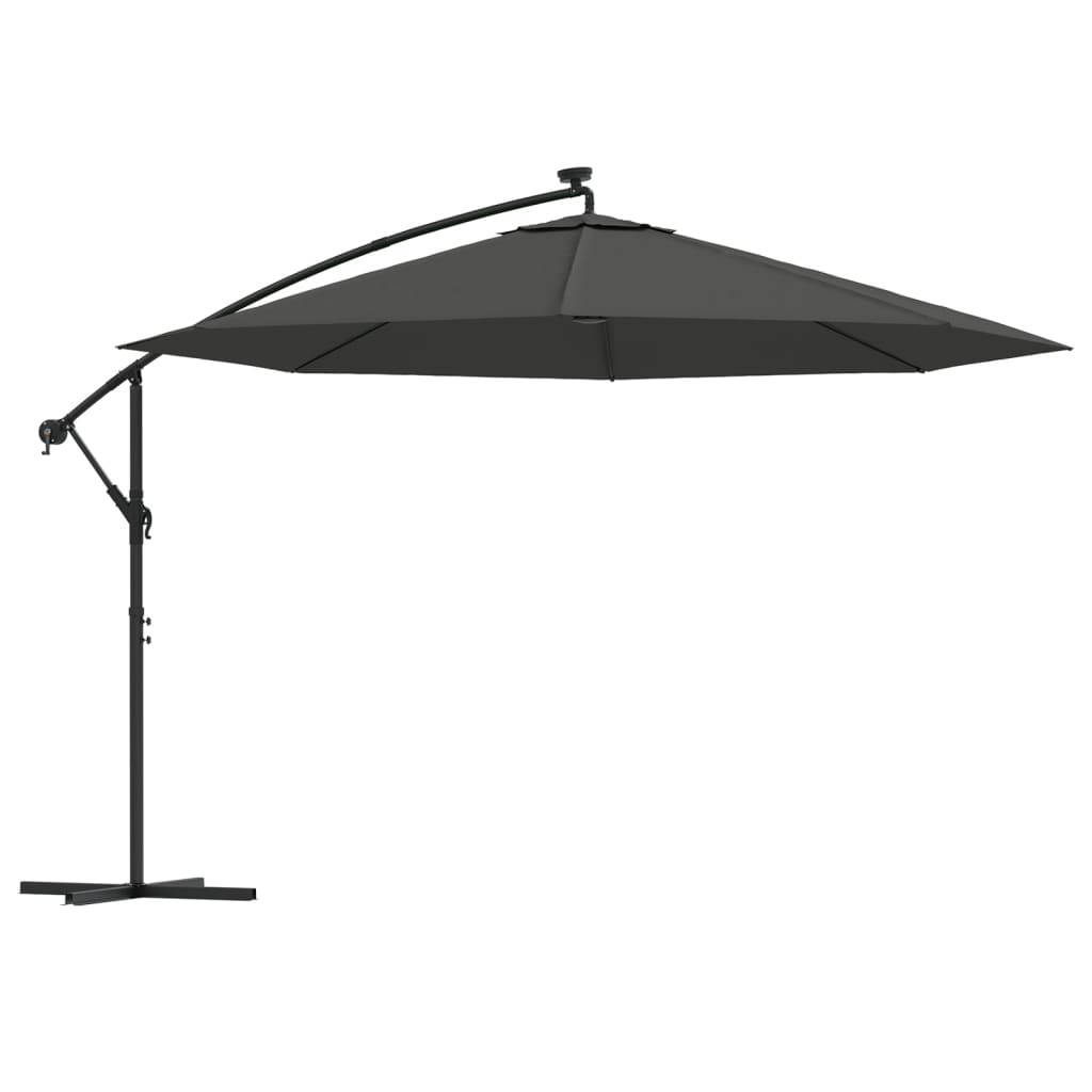 vidaXL Parasol de jardin en porte-à-faux et lumières LED mât en métal