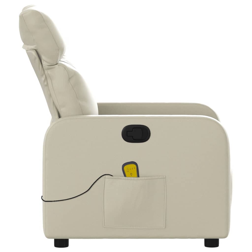 vidaXL Fauteuil inclinable de massage Crème Similicuir