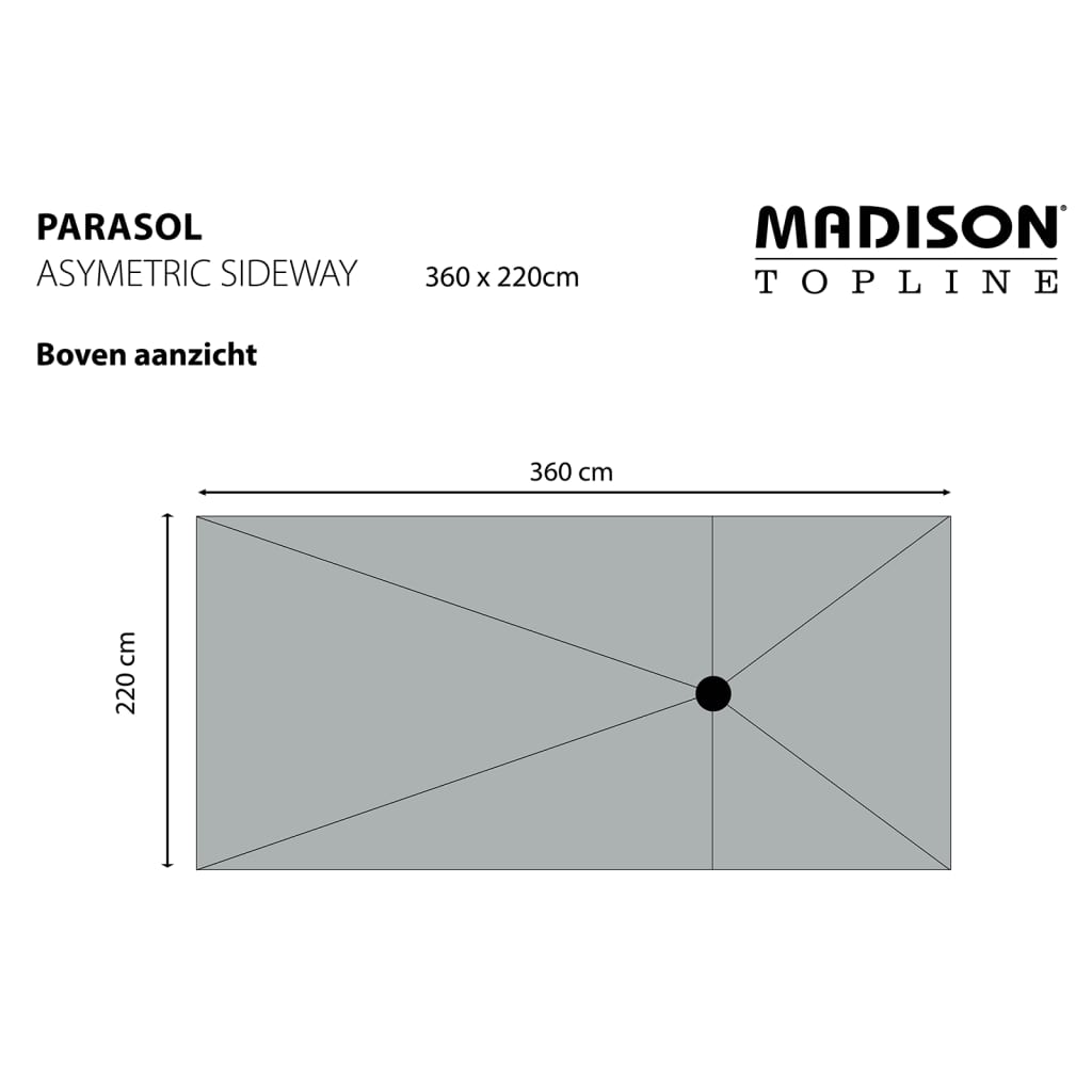 Madison Parasol Asymmetric Sideway 360 x 220 cm Gris PC15P014