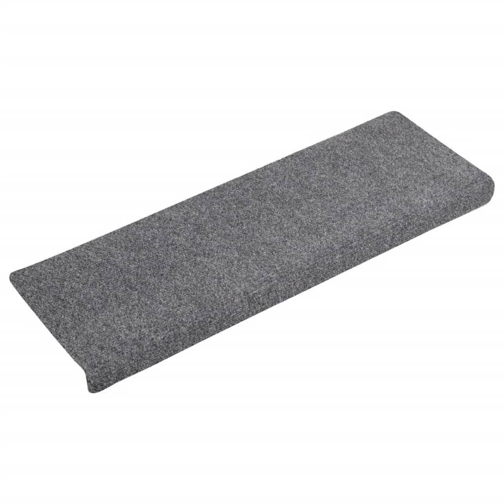 vidaXL Tapis de marches d'escalier 10 pcs Gris 65x21x4 cm Aiguilleté