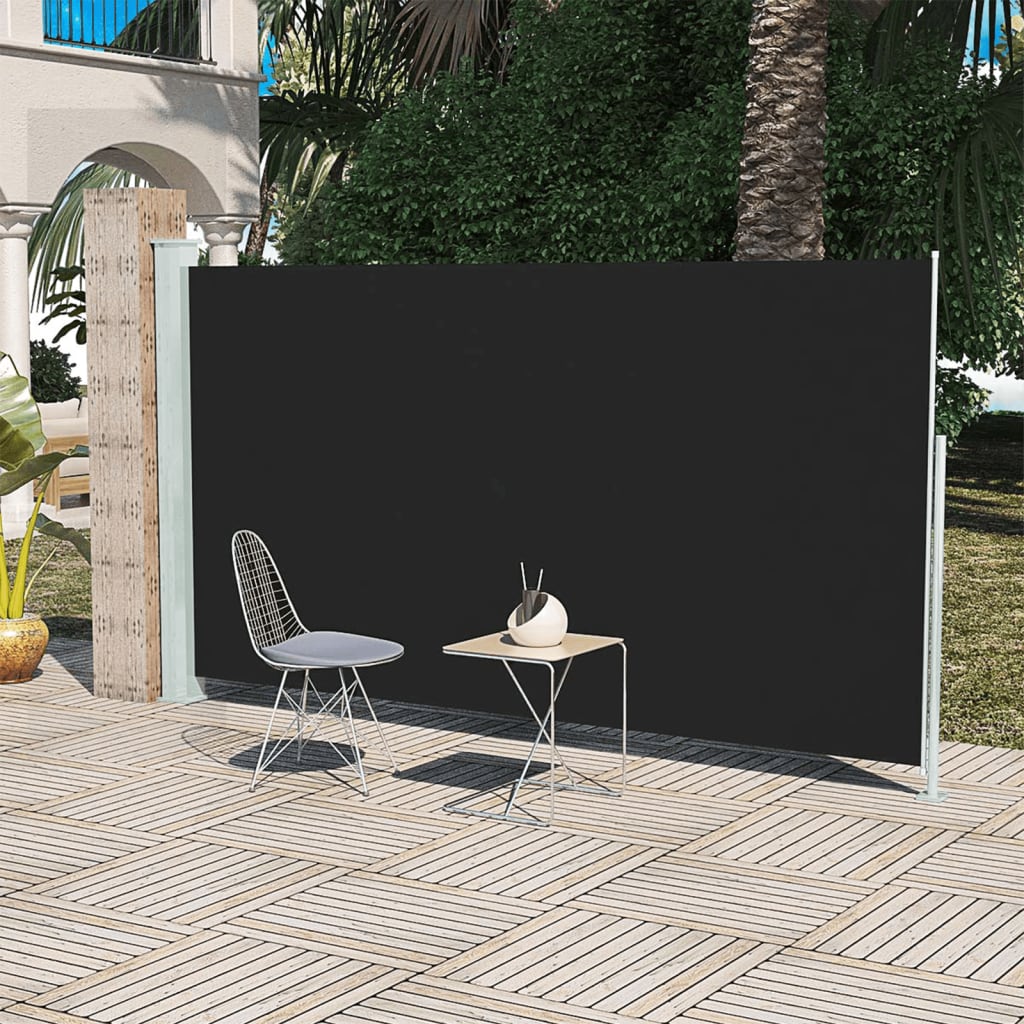 vidaXL Auvent latéral rétractable de patio 160x300 cm Noir