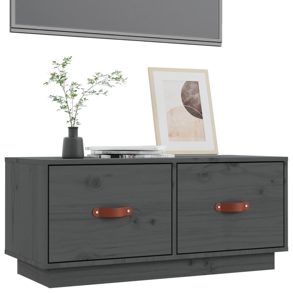 vidaXL Meuble TV Gris 80x34x35 cm Bois de pin massif