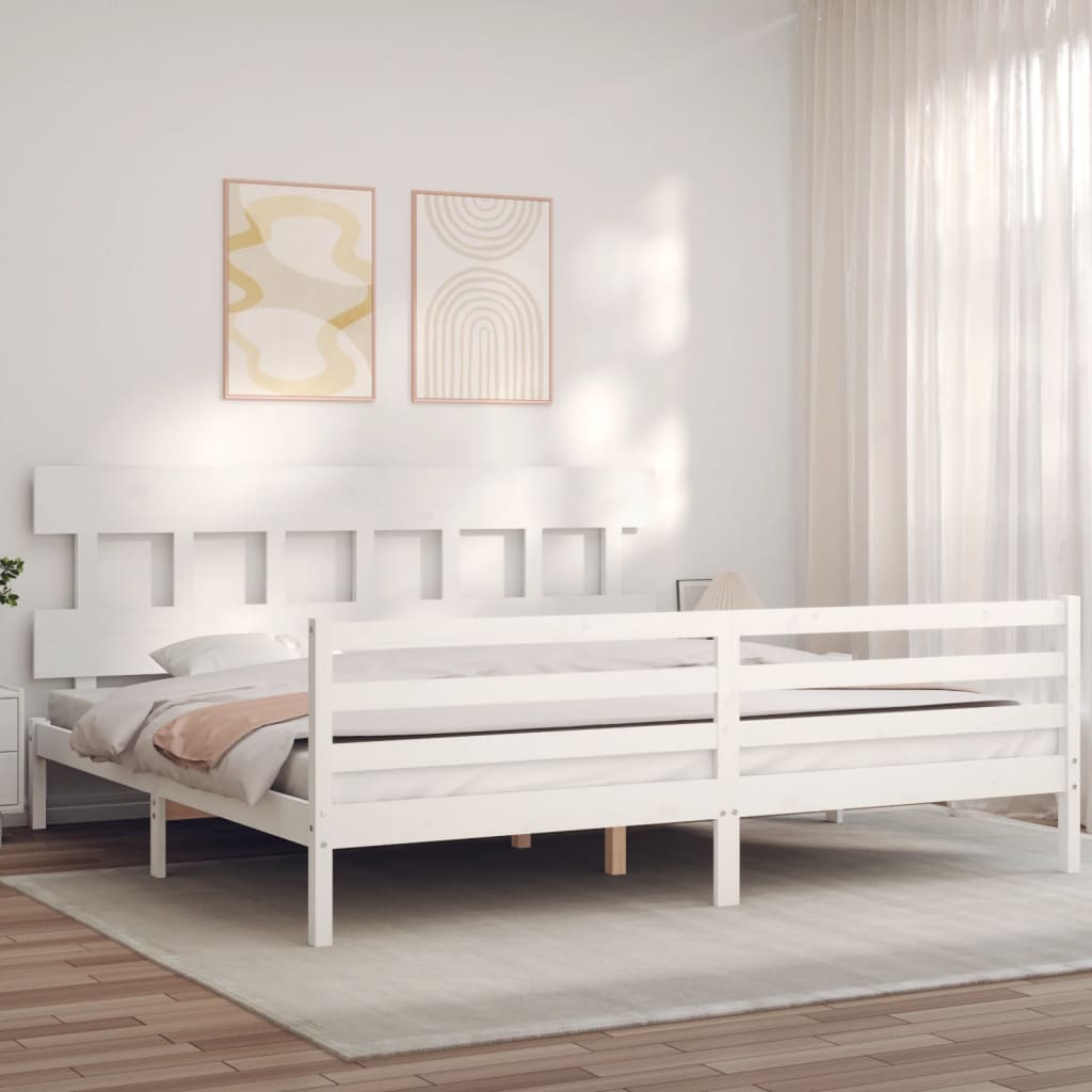 vidaXL Cadre de lit sans matelas blanc bois massif