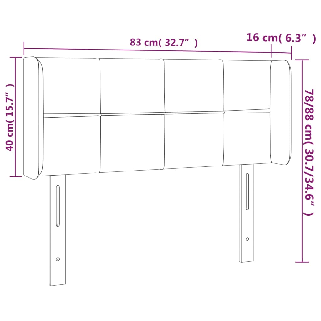 vidaXL Tête de lit avec oreilles Bleu 83x16x78/88 cm Tissu