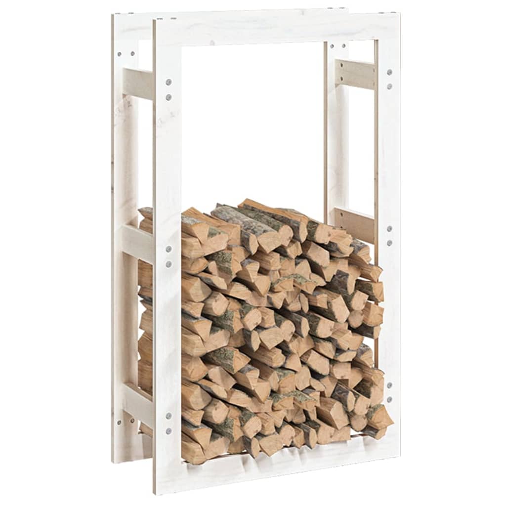 vidaXL Support pour bois de chauffage Blanc 60x25x100 cm Bois de pin