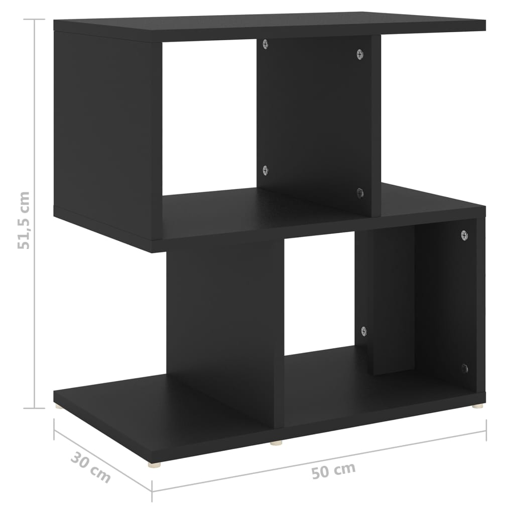 vidaXL Table de chevet noir 50x30x51,5 cm bois d'ingénierie