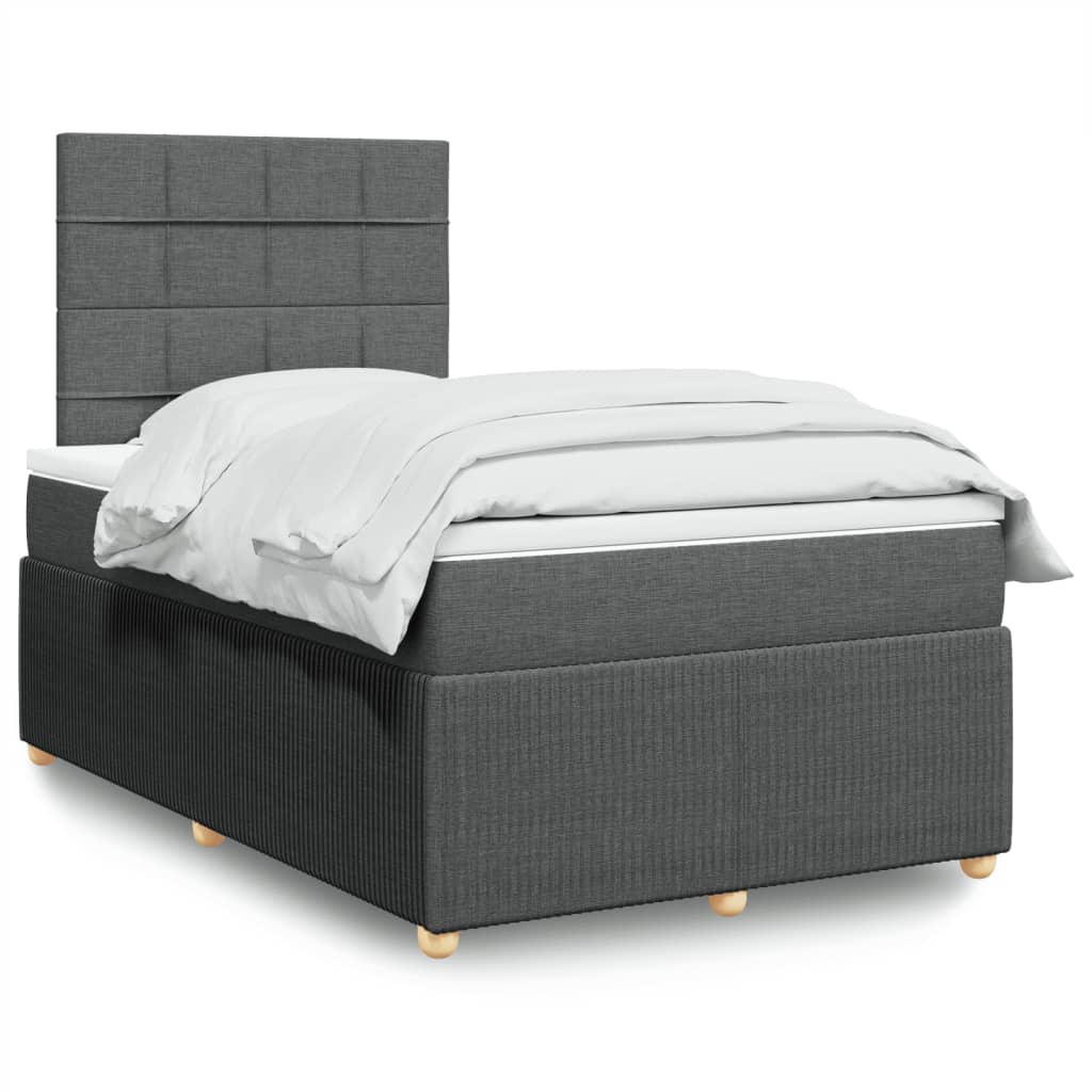 vidaXL Sommier à lattes de lit avec matelas gris foncé 120x190cm tissu