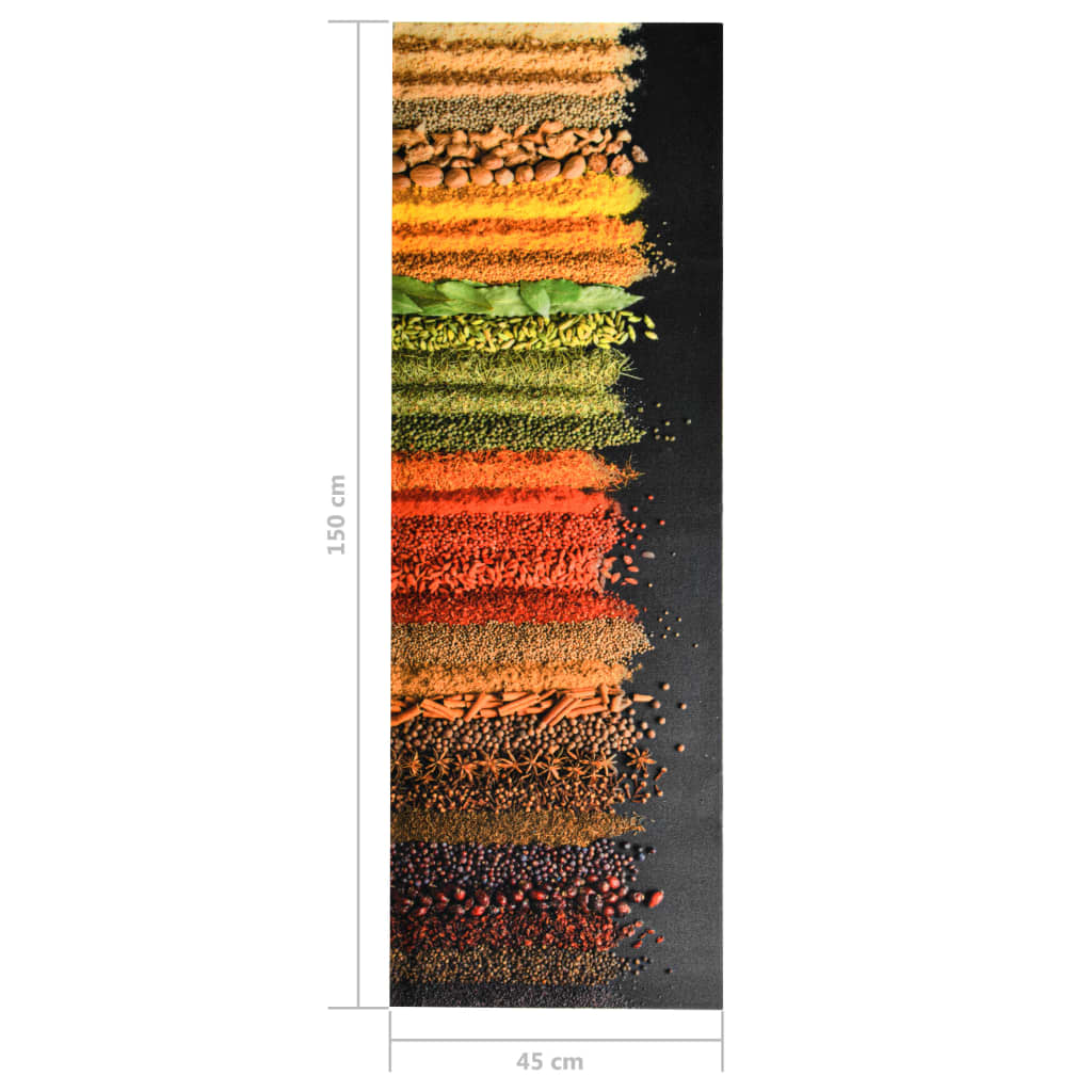 vidaXL Tapis de sol de cuisine lavable Épice 45x150 cm
