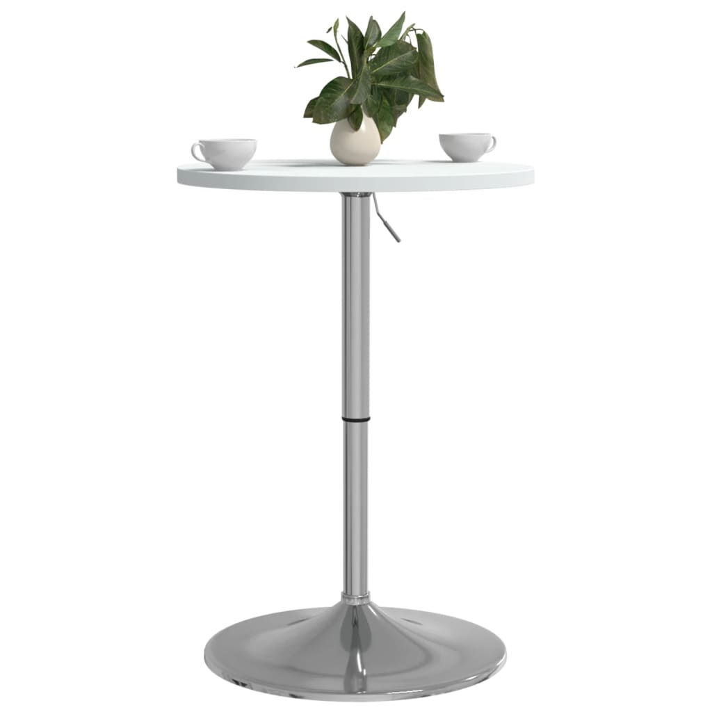vidaXL Table de bar blanc 50x50x90cm bois d'ingénierie et acier chromé