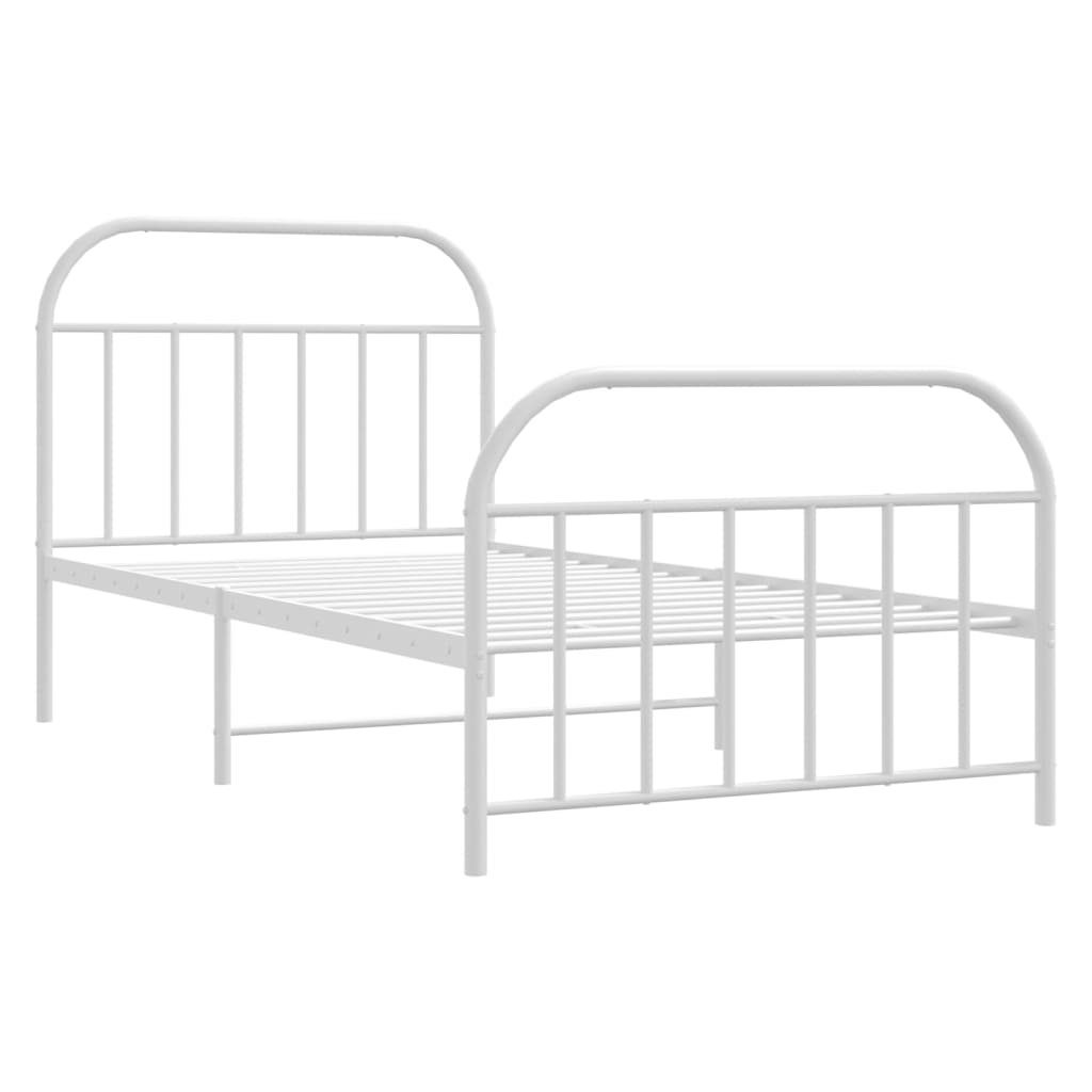 vidaXL Cadre de lit métal sans matelas et pied de lit blanc 100x190 cm