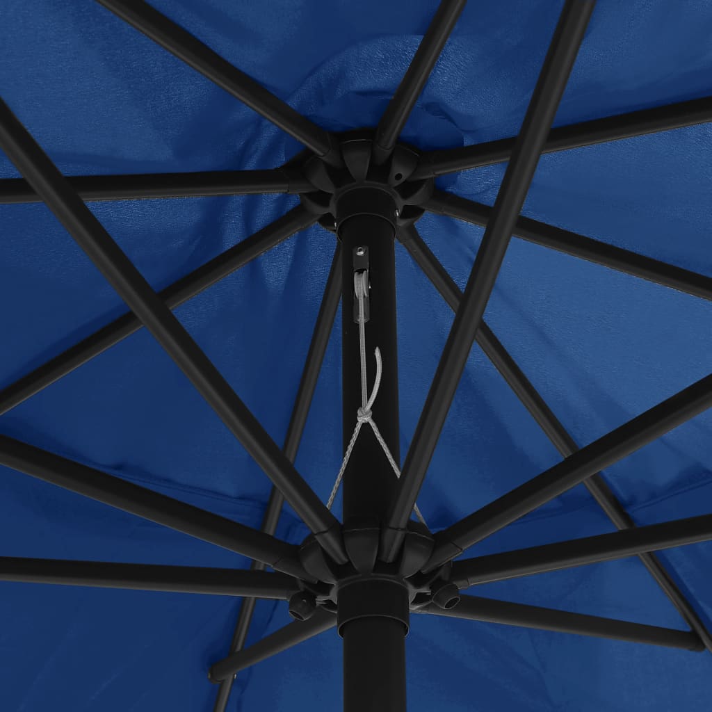 vidaXL Parasol de jardin avec mât en métal 390 cm bleu azuré