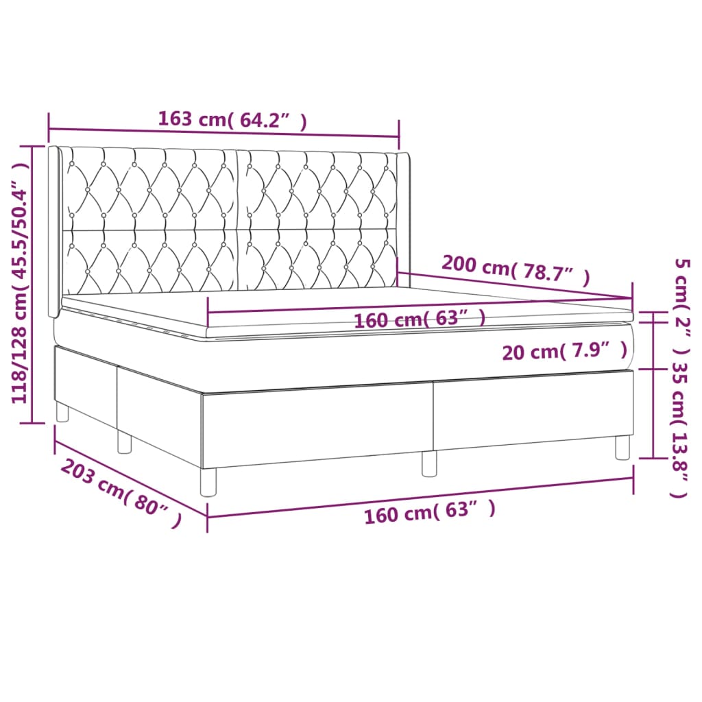 vidaXL Sommier à lattes de lit avec matelas Bleu 160x200 cm Tissu