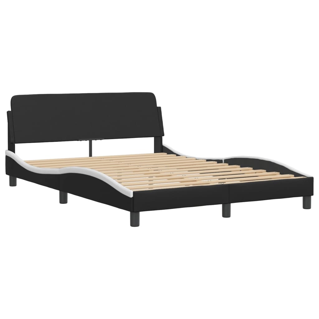 vidaXL Cadre de lit sans matelas noir et blanc 140x200 cm similicuir