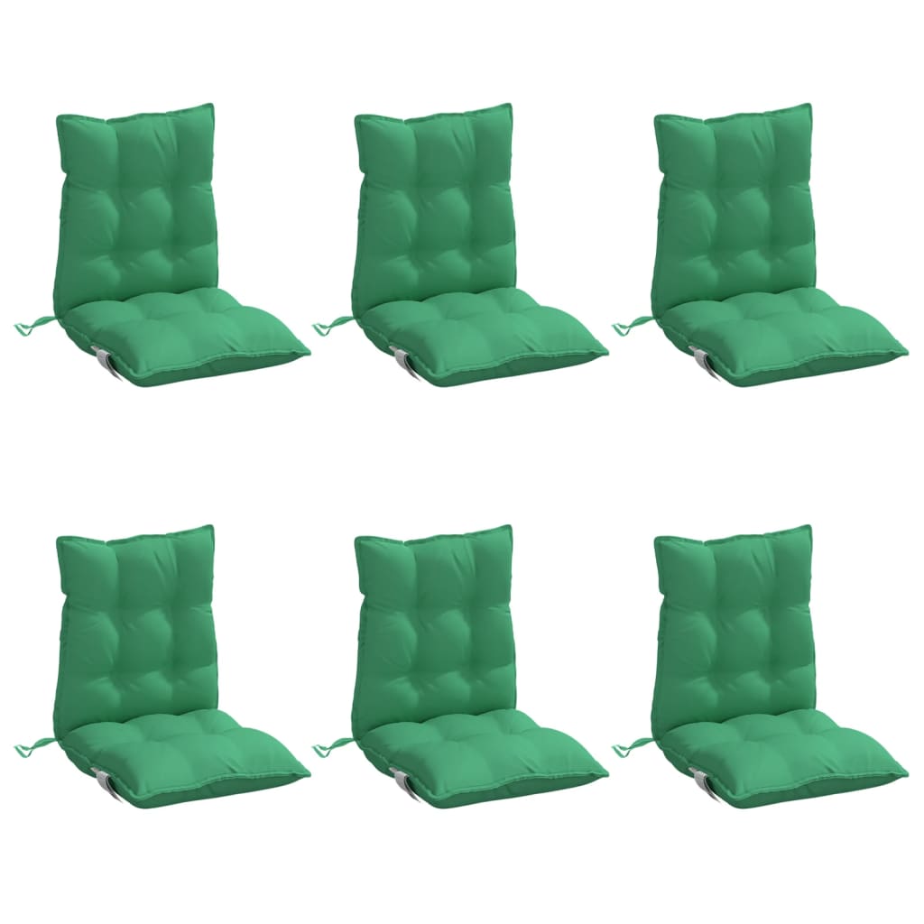 vidaXL Coussins de chaise à dossier bas lot de 6 vert tissu oxford