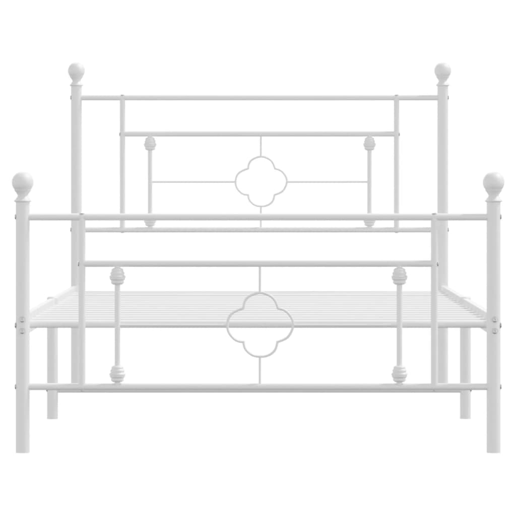 vidaXL Cadre de lit métal sans matelas et pied de lit blanc 107x203 cm