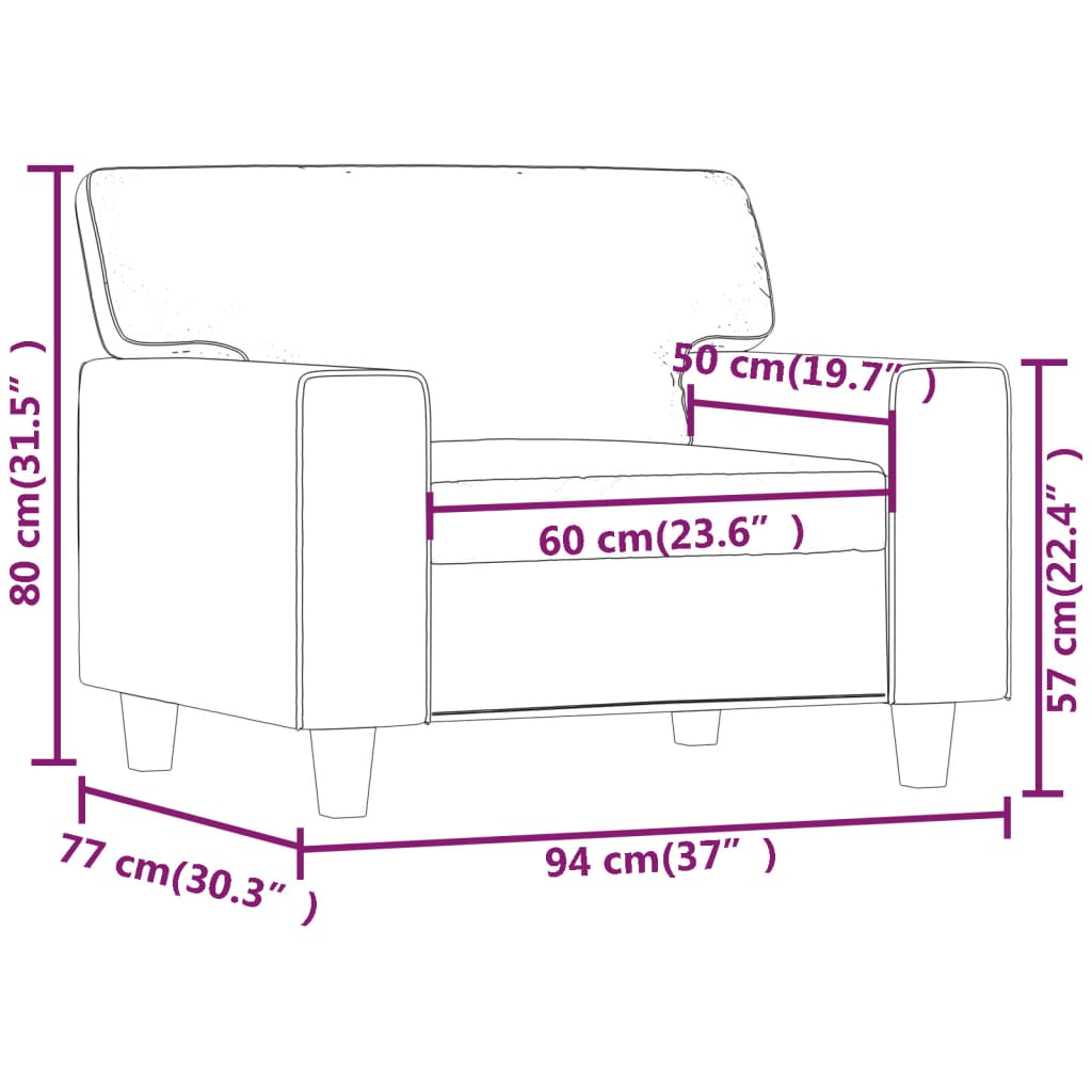 vidaXL Fauteuil Crème 60 cm Similicuir