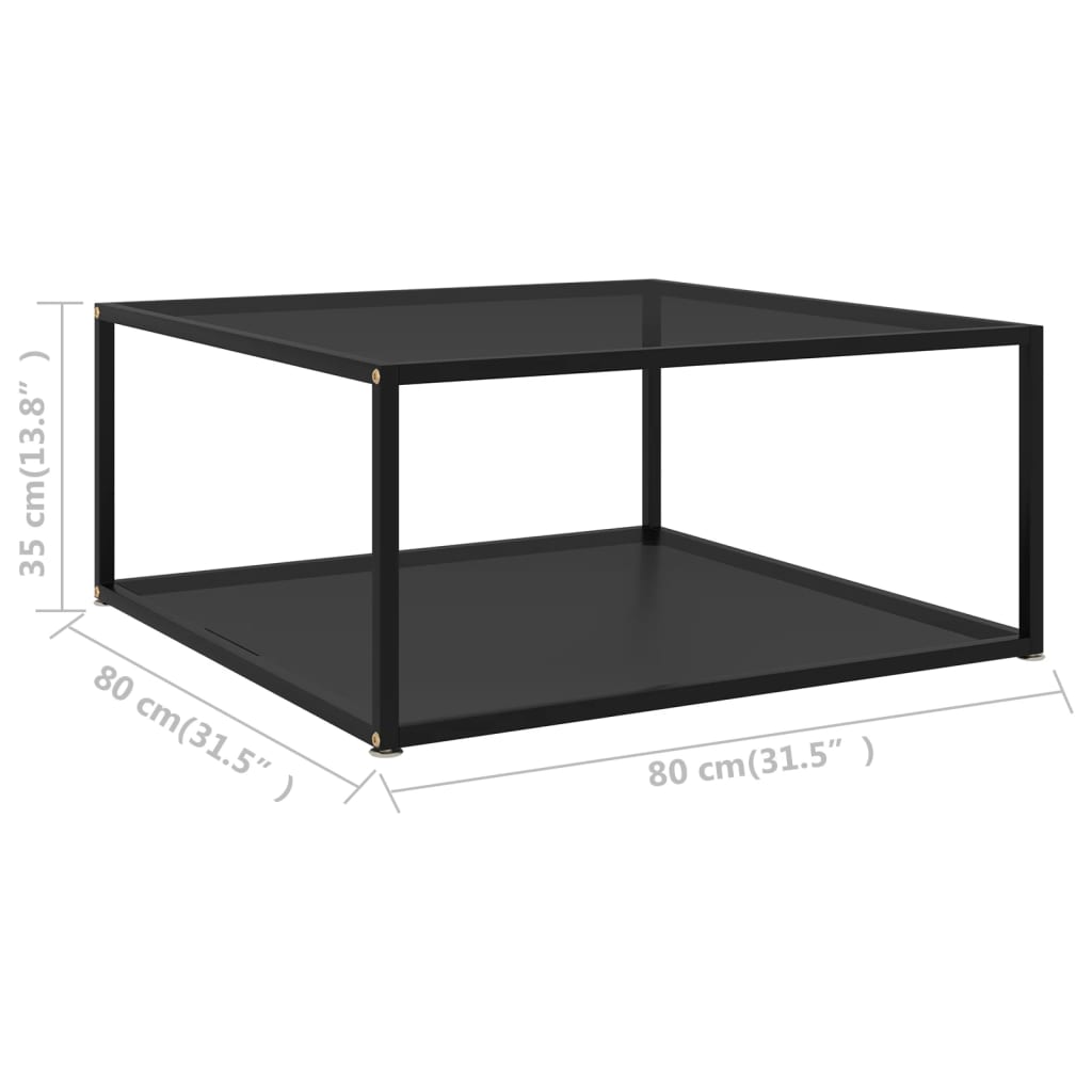 vidaXL Table basse Noir 80x80x35 cm Verre trempé