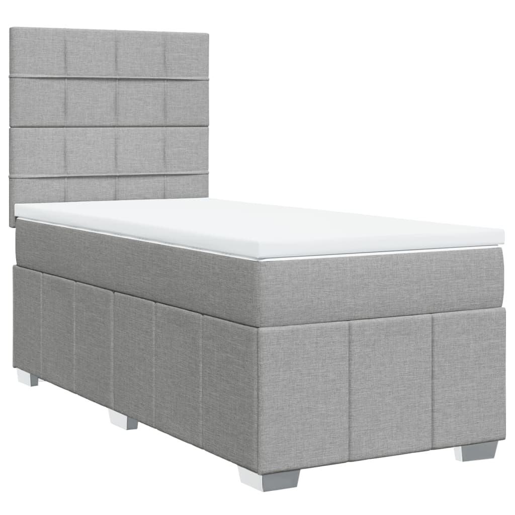 vidaXL Sommier à lattes de lit avec matelas Gris clair 100x200cm Tissu