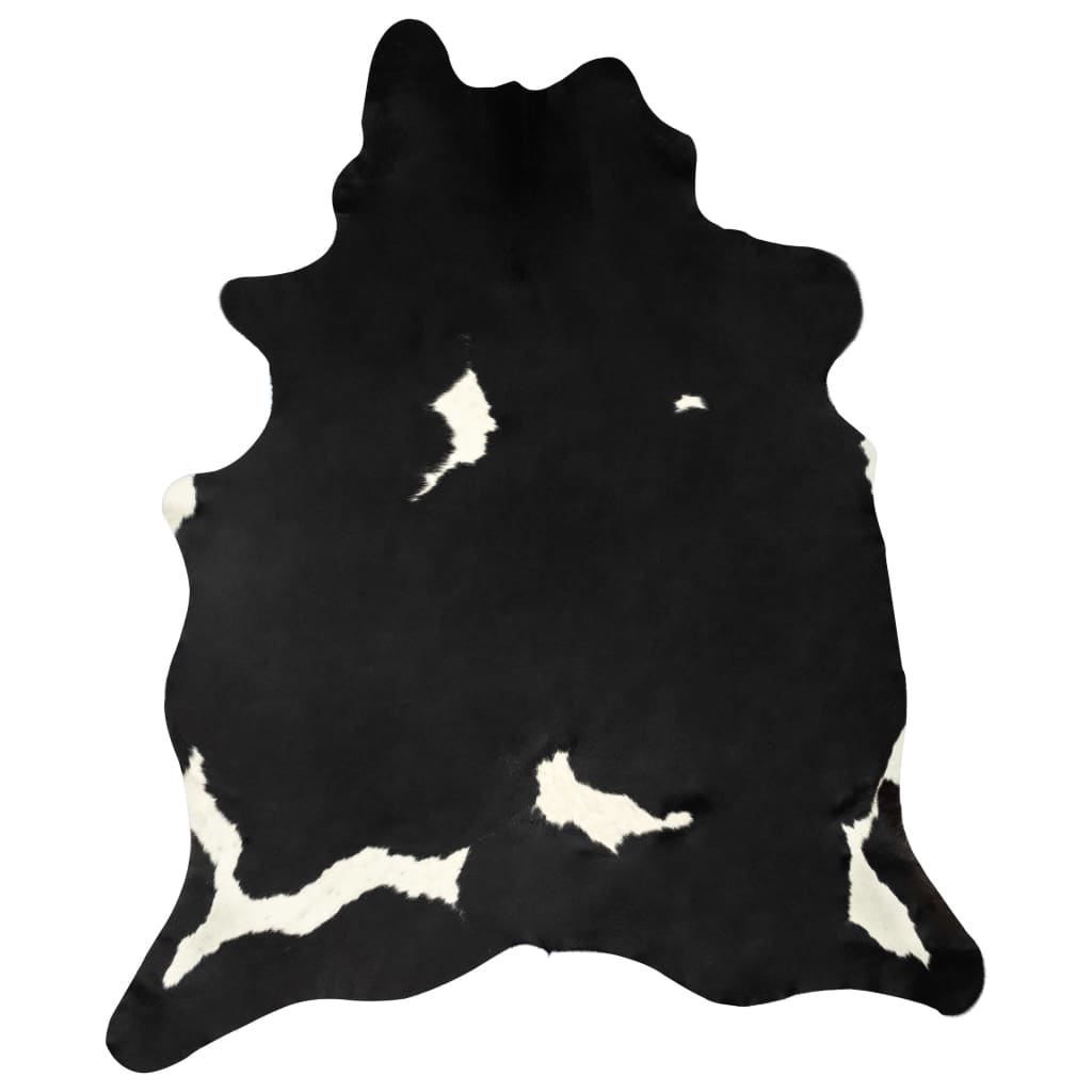 vidaXL Tapis en peau de vache véritable noir et blanc 180x220 cm