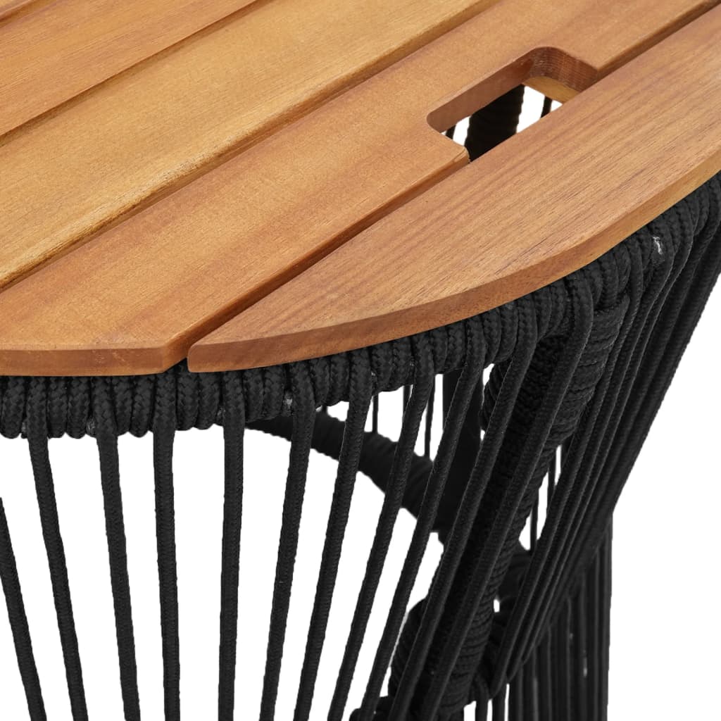 vidaXL Tables d'appoint de jardin 2 pcs dessus en bois noir poly rotin