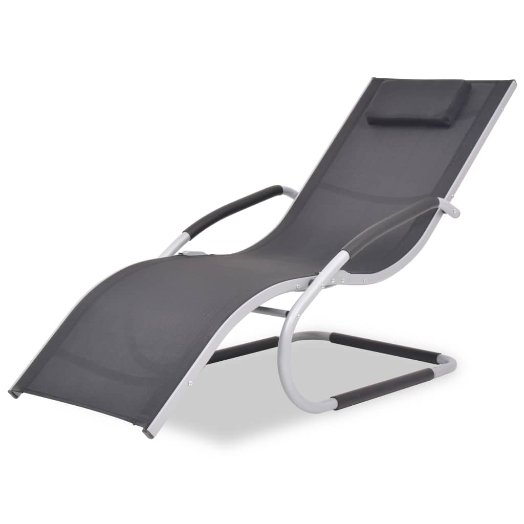 vidaXL Chaise longue avec oreiller Aluminium et textilène Noir