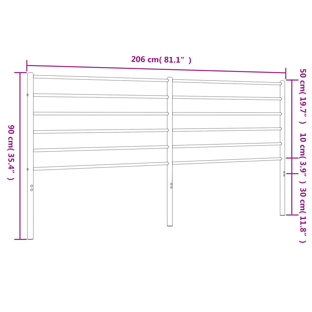 vidaXL Tête de lit métal noir 200 cm