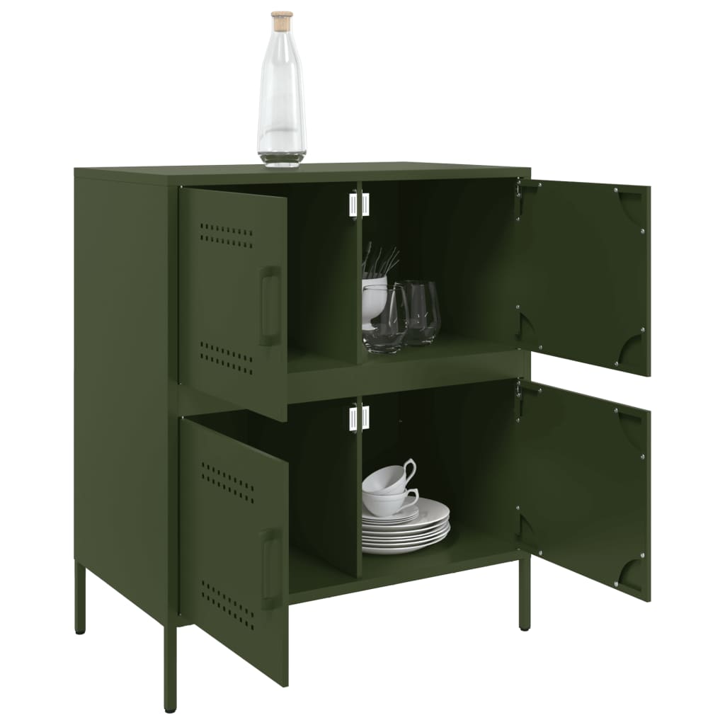 vidaXL Buffet vert olive 68x39x79 cm acier