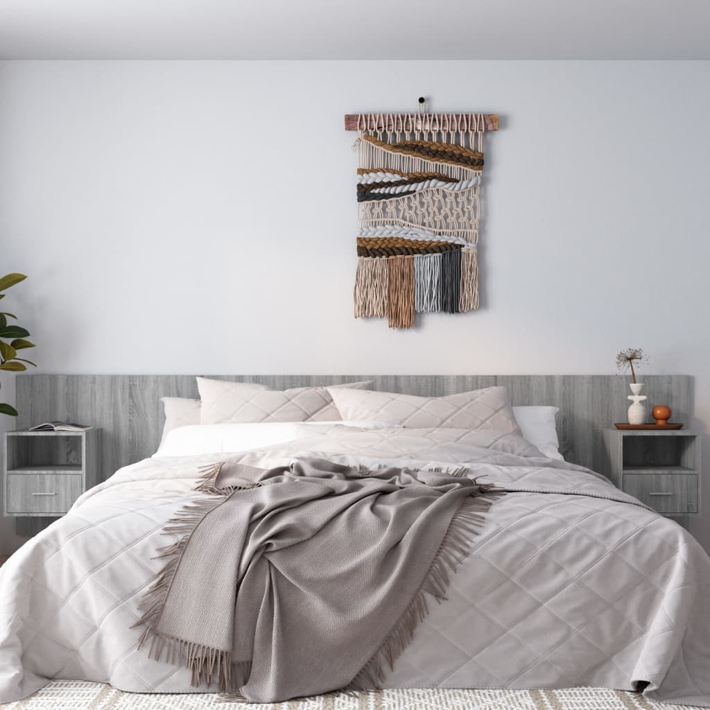 vidaXL Tête de lit avec armoires Sonoma gris Bois d'ingénierie