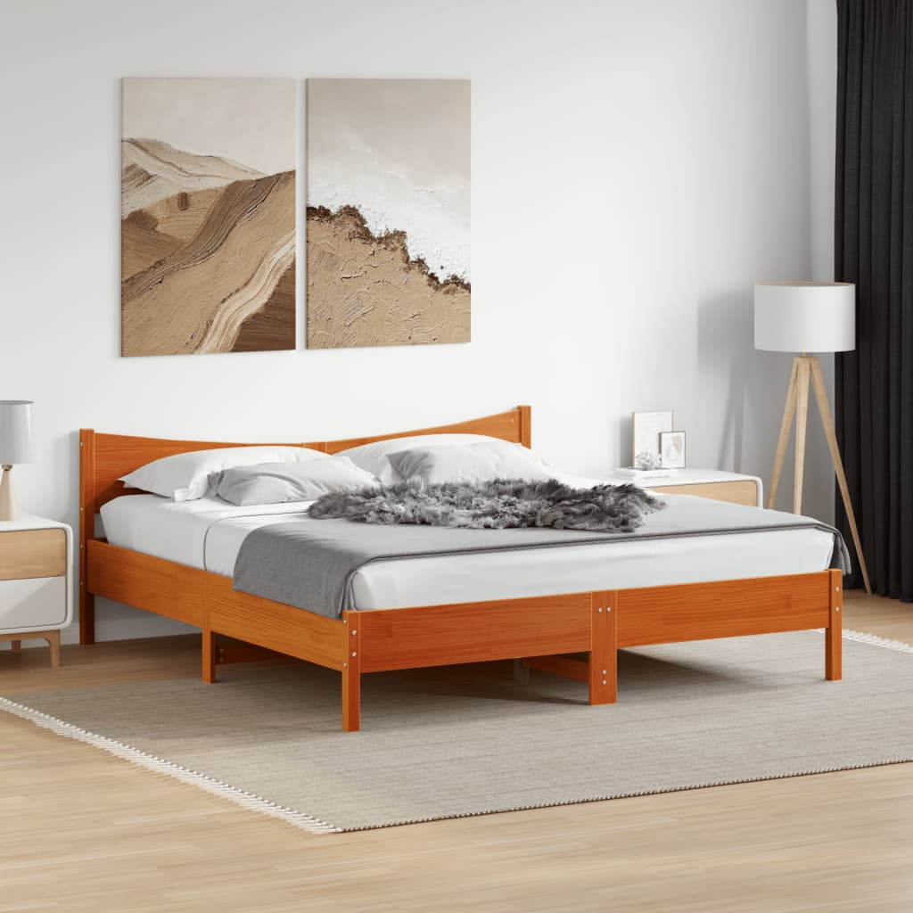 vidaXL Cadre de lit sans matelas cire marron 180x200cm bois pin massif