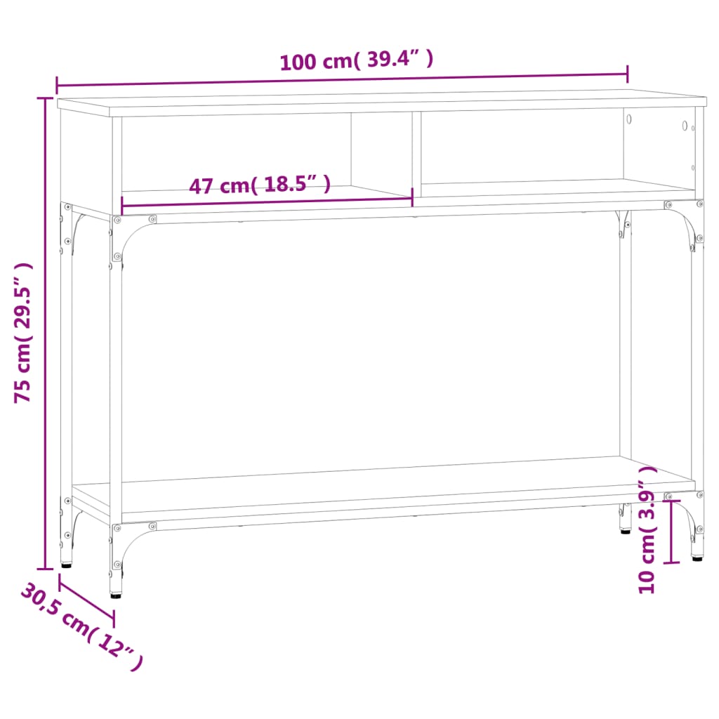 vidaXL Table console chêne sonoma 100x30,5x75 cm bois d'ingénierie