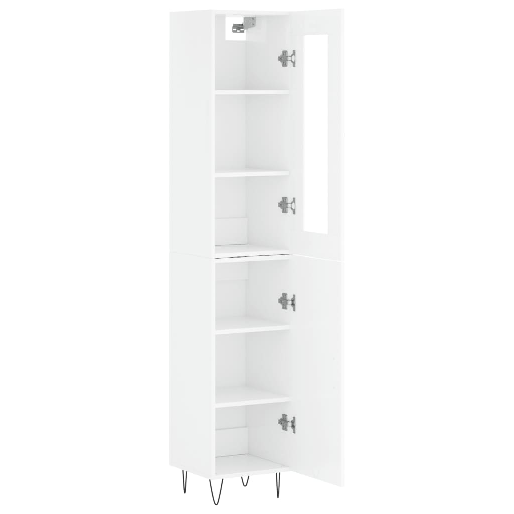 vidaXL Buffet haut Blanc brillant 34,5x34x180 cm Bois d'ingénierie