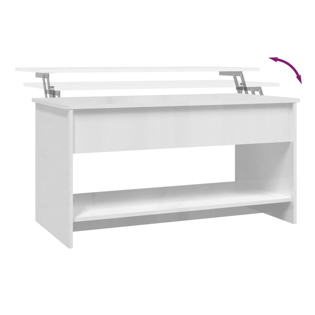vidaXL Table basse Blanc brillant 102x50x52,5 cm Bois d'ingénierie