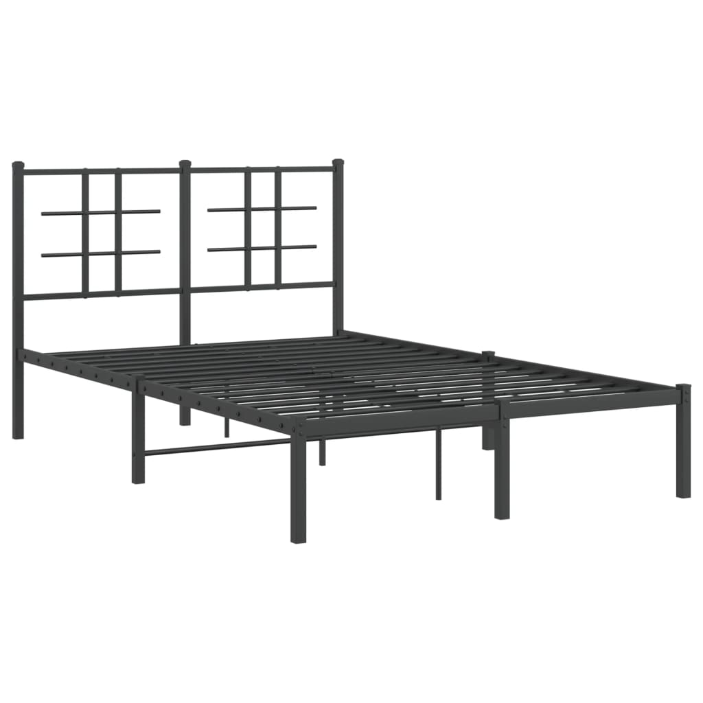 vidaXL Cadre de lit métal sans matelas avec tête de lit noir 120x200cm