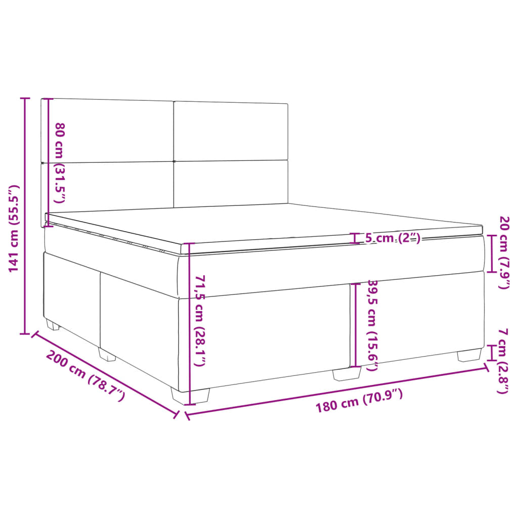 vidaXL Sommier à lattes de lit et matelas Gris clair 180x200cm Velours