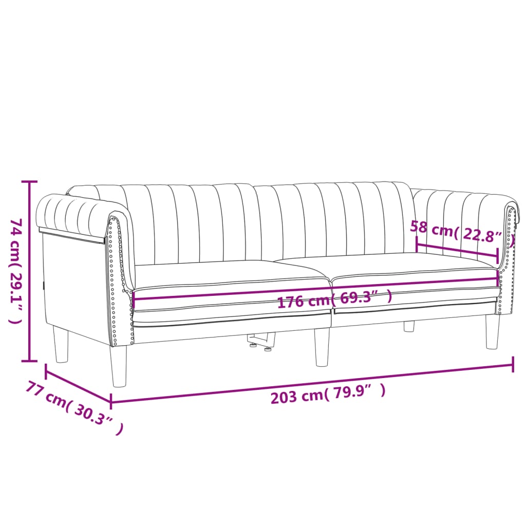 vidaXL Ensemble de canapés 2 pcs crème velours