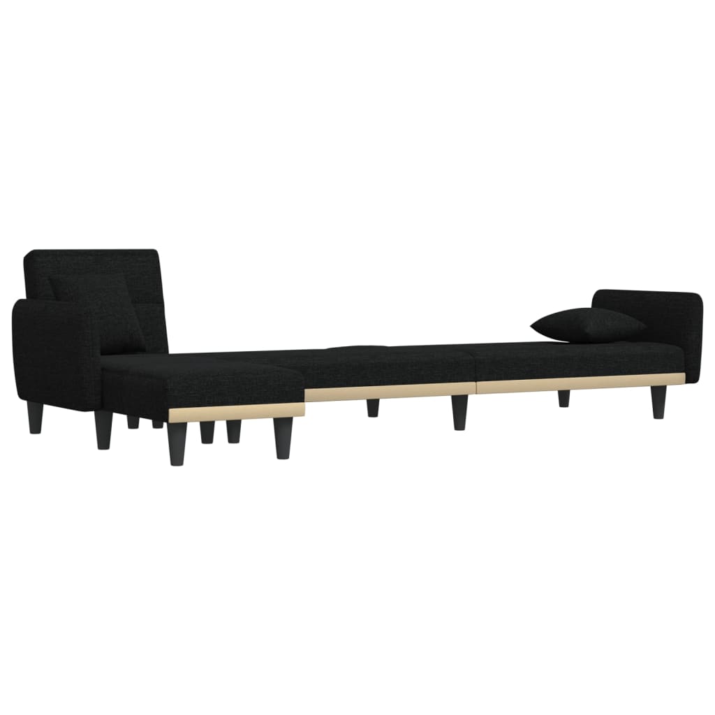 vidaXL Canapé-lit en forme de L noir 275x140x70 cm tissu