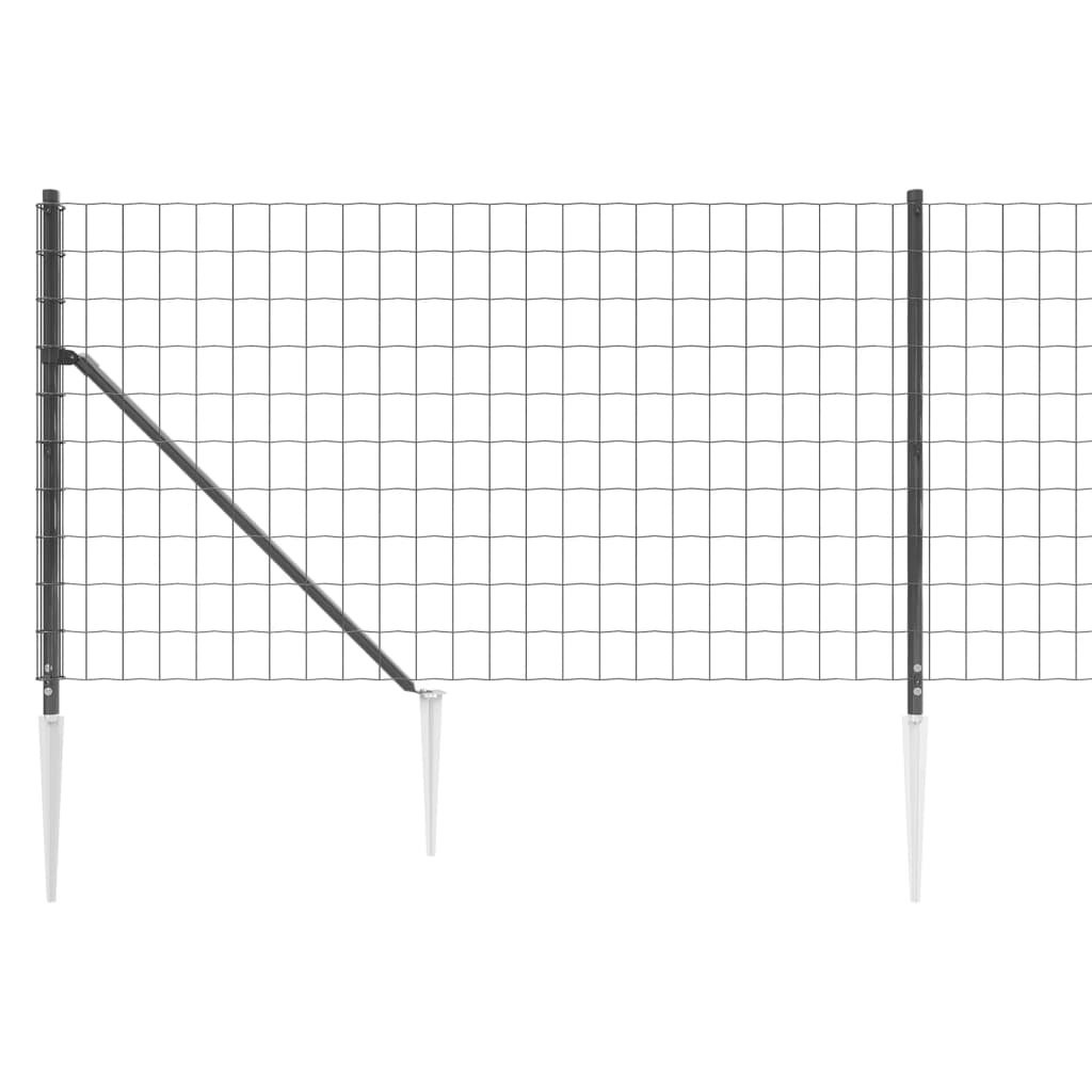 vidaXL Clôture en treillis métallique et ancrage anthracite 0,8x25 m