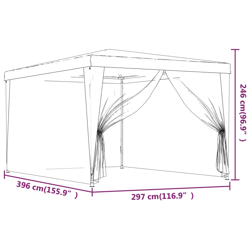 vidaXL Tente de fête avec 4 parois latérales en maille Vert 3x4 m PEHD