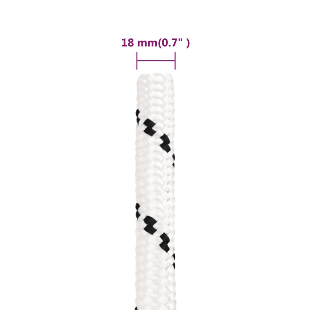 vidaXL Corde de travail Blanc 18 mm 100 m Polyester