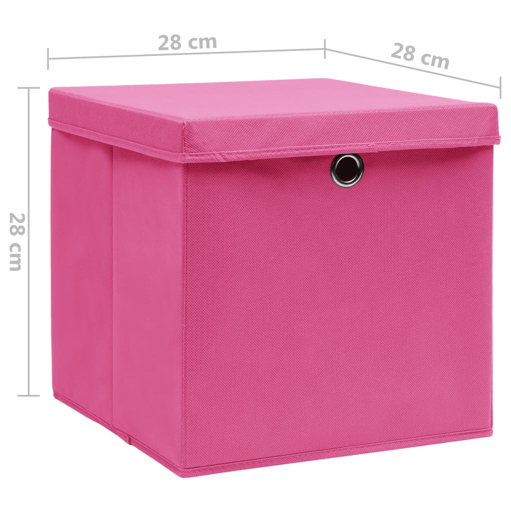 vidaXL Boîtes de rangement avec couvercles 10 pcs 28x28x28 cm Rose