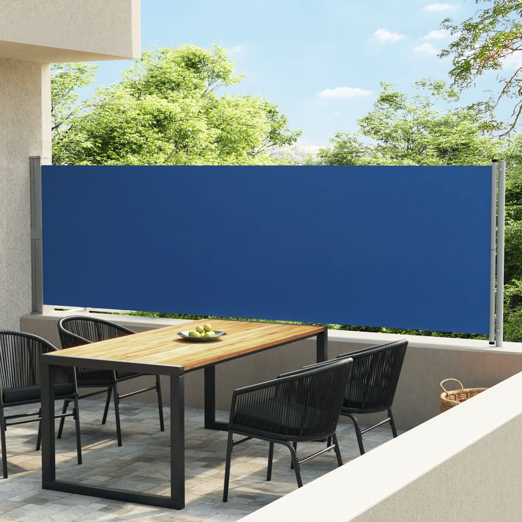 vidaXL Auvent latéral rétractable de patio 140x600 cm bleu