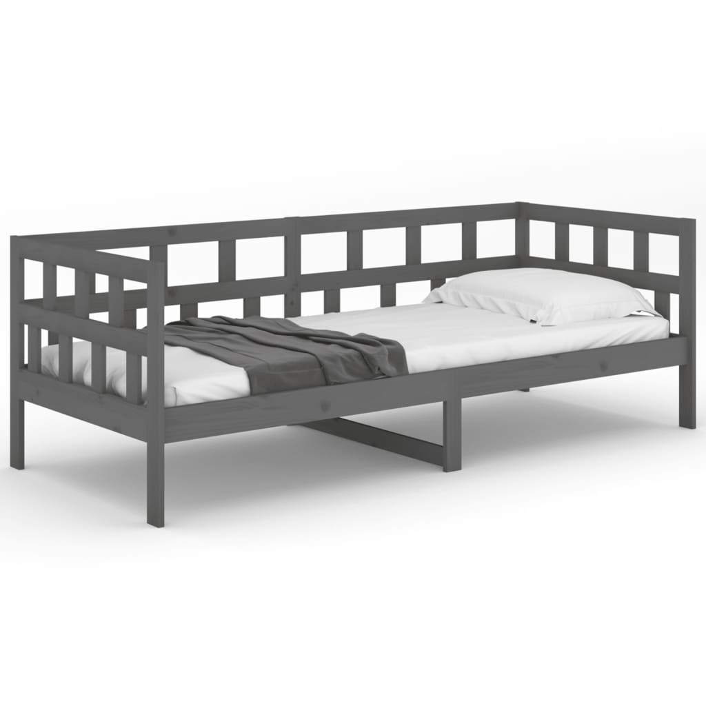 vidaXL Lit de jour sans matelas gris bois de pin massif 80x200 cm