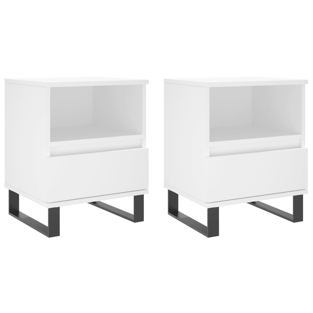 vidaXL Tables de chevet 2 pcs blanc 40x35x50 cm bois d’ingénierie