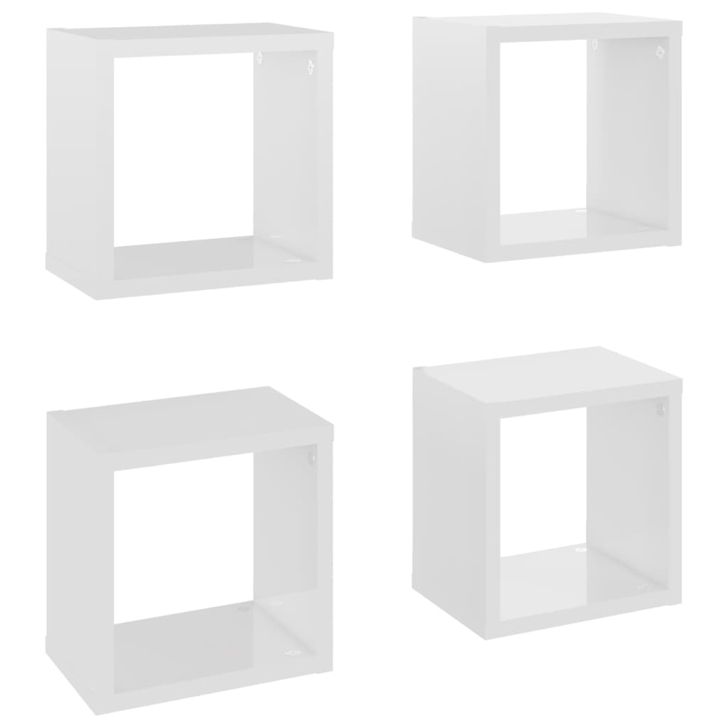 vidaXL Étagères cube murales 4 pcs Blanc brillant 22x15x22 cm