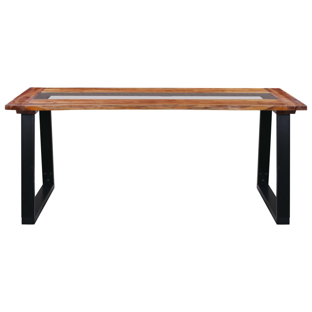 vidaXL Table à manger 180x90x75 cm Bois d'acacia massif et verre