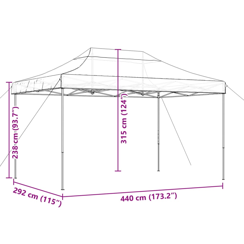 vidaXL Tente de réception pliable escamotable vert 440x292x315 cm