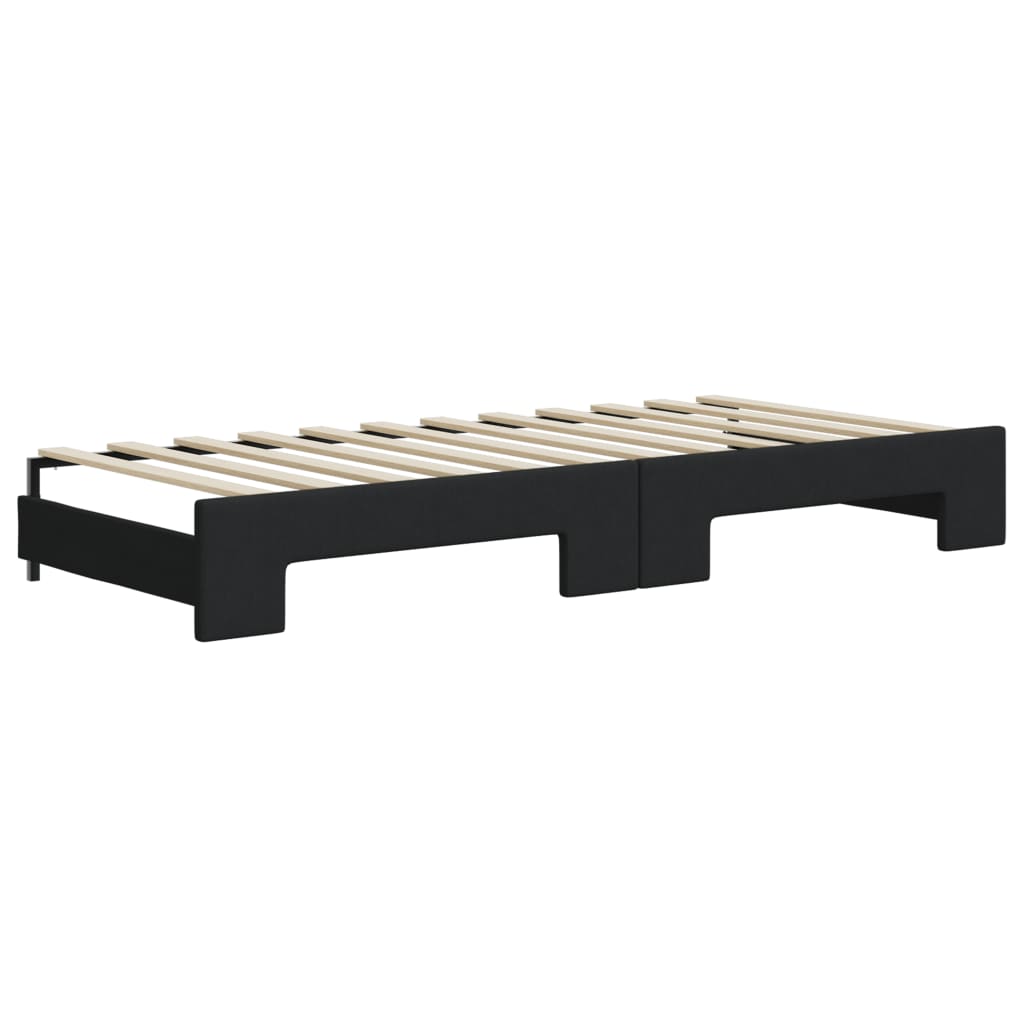 vidaXL Lit de jour avec gigogne et matelas noir 100x200 cm tissu