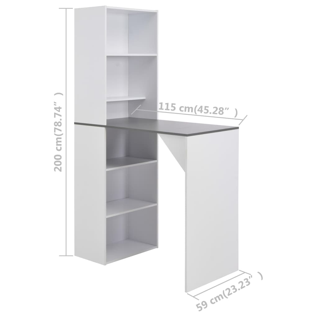 vidaXL Table de bar avec armoire Blanc 115 x 59 x 200 cm