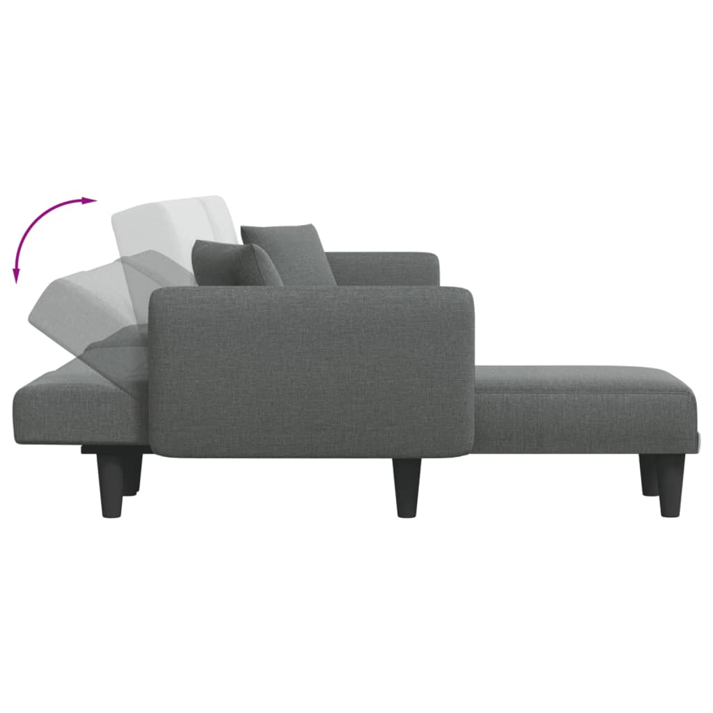 vidaXL Canapé-lit en forme de L gris foncé 275x140x70 cm tissu