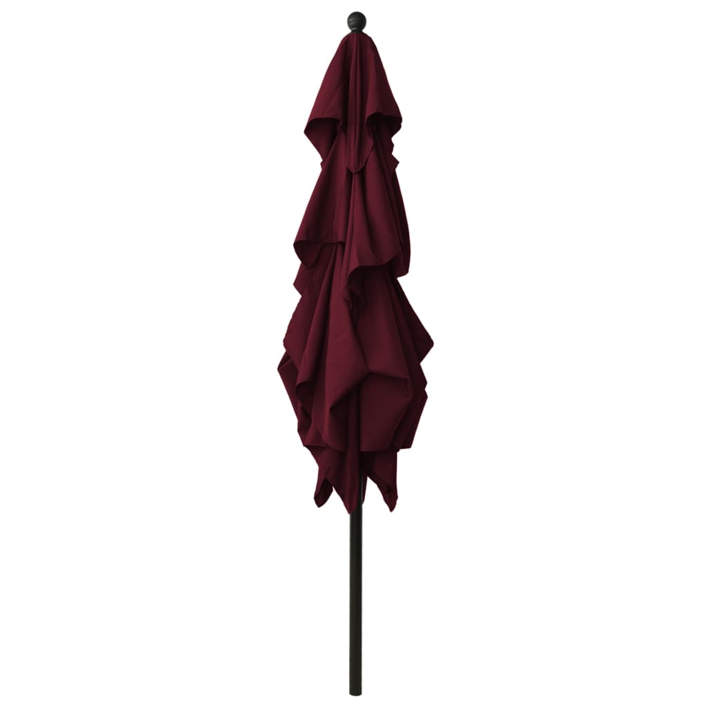 vidaXL Parasol de jardin à 3 niveaux mât en aluminium rouge bordeaux